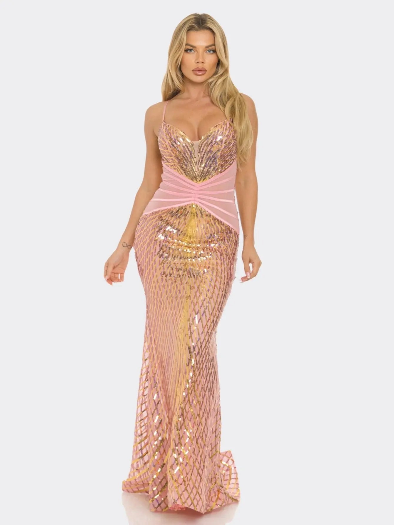 Glamorous Sequin Mermaid Gown - Stunning Strapless Dress with Shimmering Sequins for Parties, Galas, and Special Occasions - Available in Green, Purple, and Red MyFave Boutique