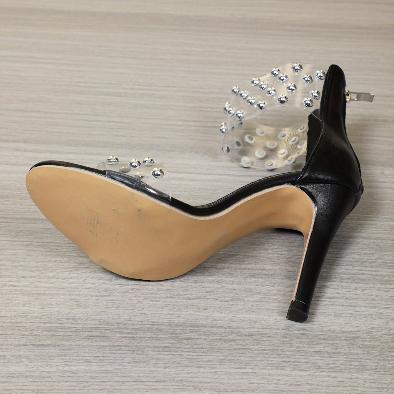 Women's Metal Beads Decor Stiletto Heeled Sandals, Fashion Open Toe Dress Pumps, Stylish Back Zipper Heels MyFave Boutique