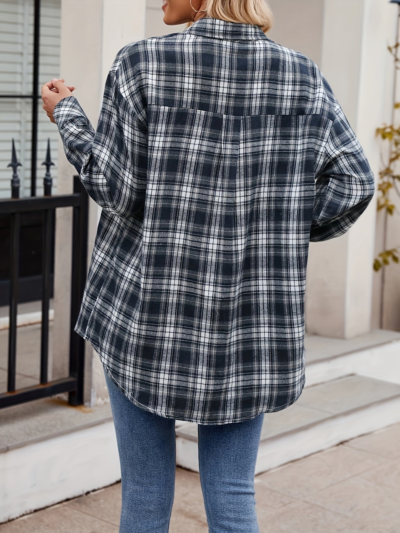 Womens Plaid Shirts Oversized Button Down Shirts Blouse Tops MyFave Boutique