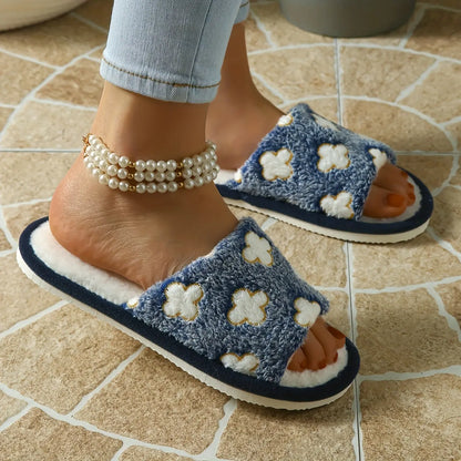 Cozy Plush Women's Slippers - Fashionable Checkered Design, Soft Indoor Home Shoes with Non-Slip EVA Sole MyFave Boutique