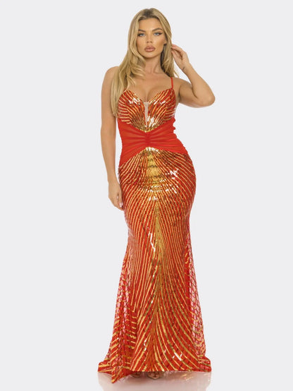 Glamorous Sequin Mermaid Gown - Stunning Strapless Dress with Shimmering Sequins for Parties, Galas, and Special Occasions - Available in Green, Purple, and Red MyFave Boutique