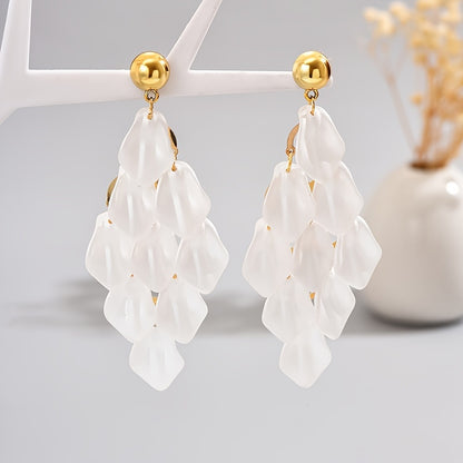 Elegant Long Geometric Tassel Leaf Earrings For Women, Exaggerated Multi-Layer Statement Dangle Jewelry, Spring Summer Decor MyFave Boutique