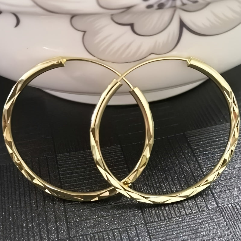 Stylish Big Circle Hoop Earrings For Women Copper Jewelry Daily Casual Round Earrings MyFave Boutique