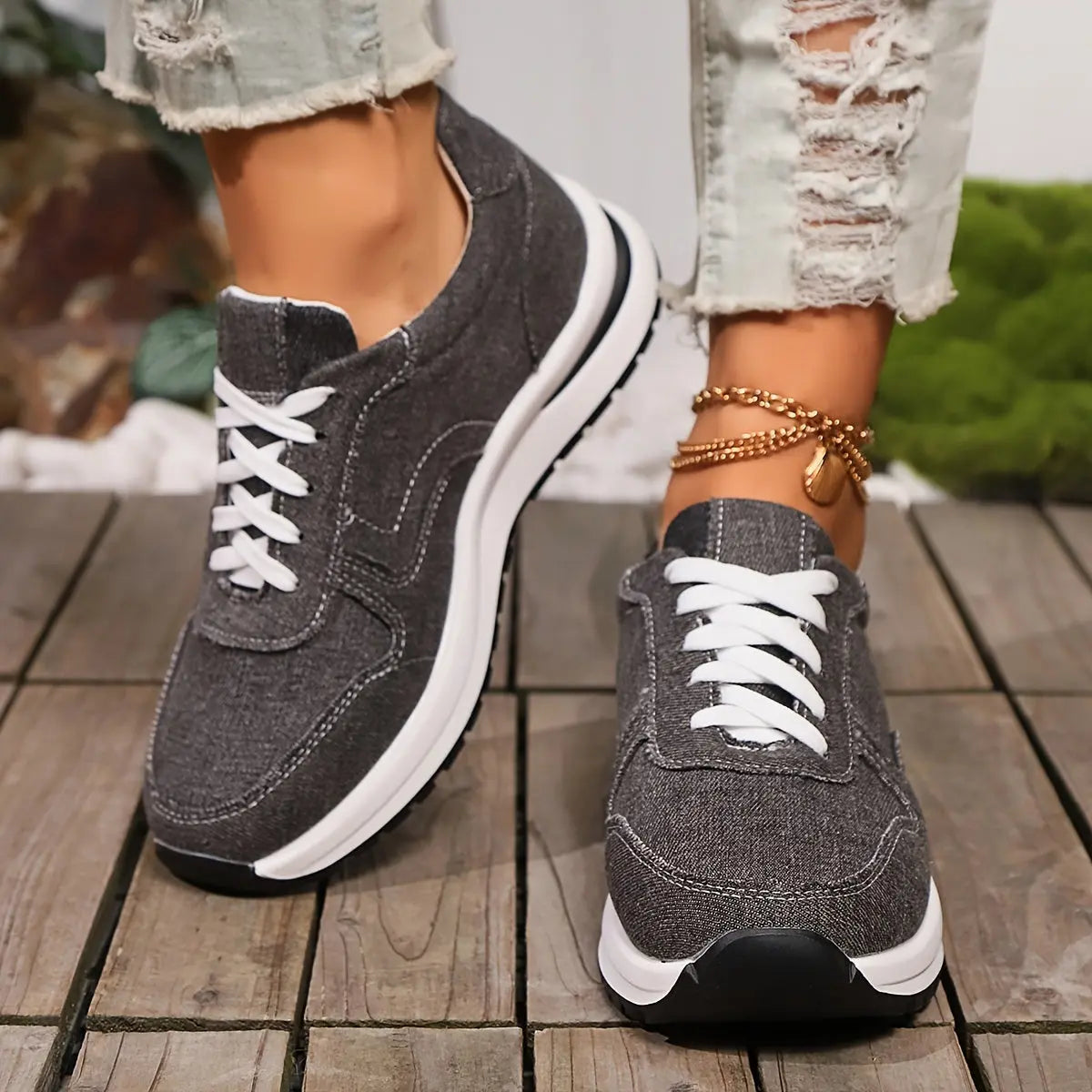 Women's Lace-Up Canvas Sneakers: Lightweight & Comfortable PVC Sole, Solid Colors MyFave Boutique