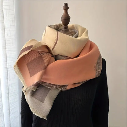 Chic Belt & Jacquard Scarf - Thick, Soft, Warm Fringe Shawl for Women | Perfect for Fall/Winter Cold Weather MyFave Boutique