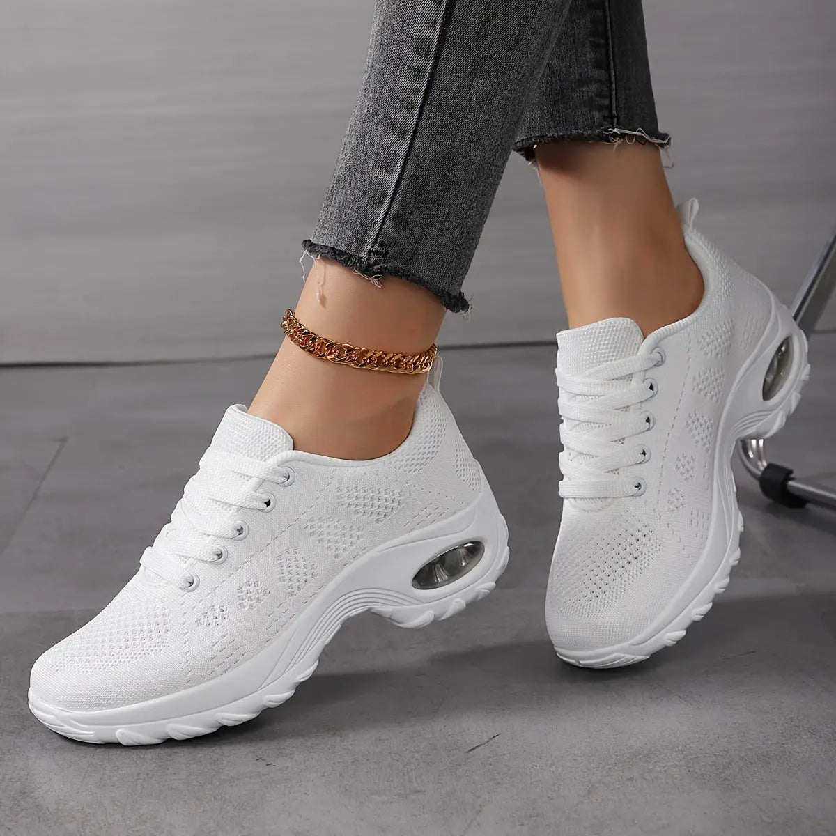 Women's Breathable Mesh Thick Sole Fashion Sneakers Lightweight All-Season Casual Sports Running Shoes with Round Toe Lace-Up Closure MyFave Boutique